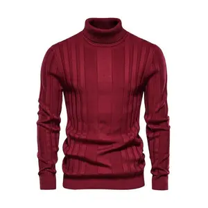 Men’s solid turtleneck sweater, regular fit, casual long-sleeve jumper for autumn and winter; men’s knitwear for everyday wear