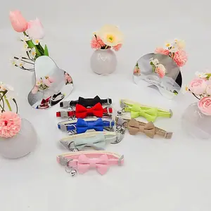 Adjustable Cat Collar with Bell, Cute Bowknot Design Pet Collar with Safety Buckle, Pet Supplies for Small Dogs & Cats