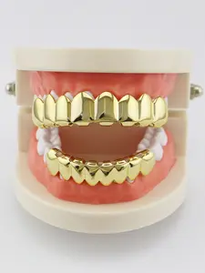 Street Fashionable Copper Teeth Grillz for Men & Women, Hippie Goth Teeth Gems, Iced out Hip Hop Top & Bottom Grills for Teeth, Casual Trendy Body Jewelry