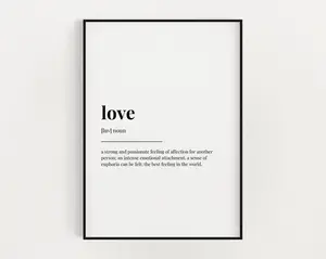 Love Definition Poster Prints No Framed, Gifts For His Her, Wall Art Decor, Wall Art Home Decor, Vintage Poster Art
