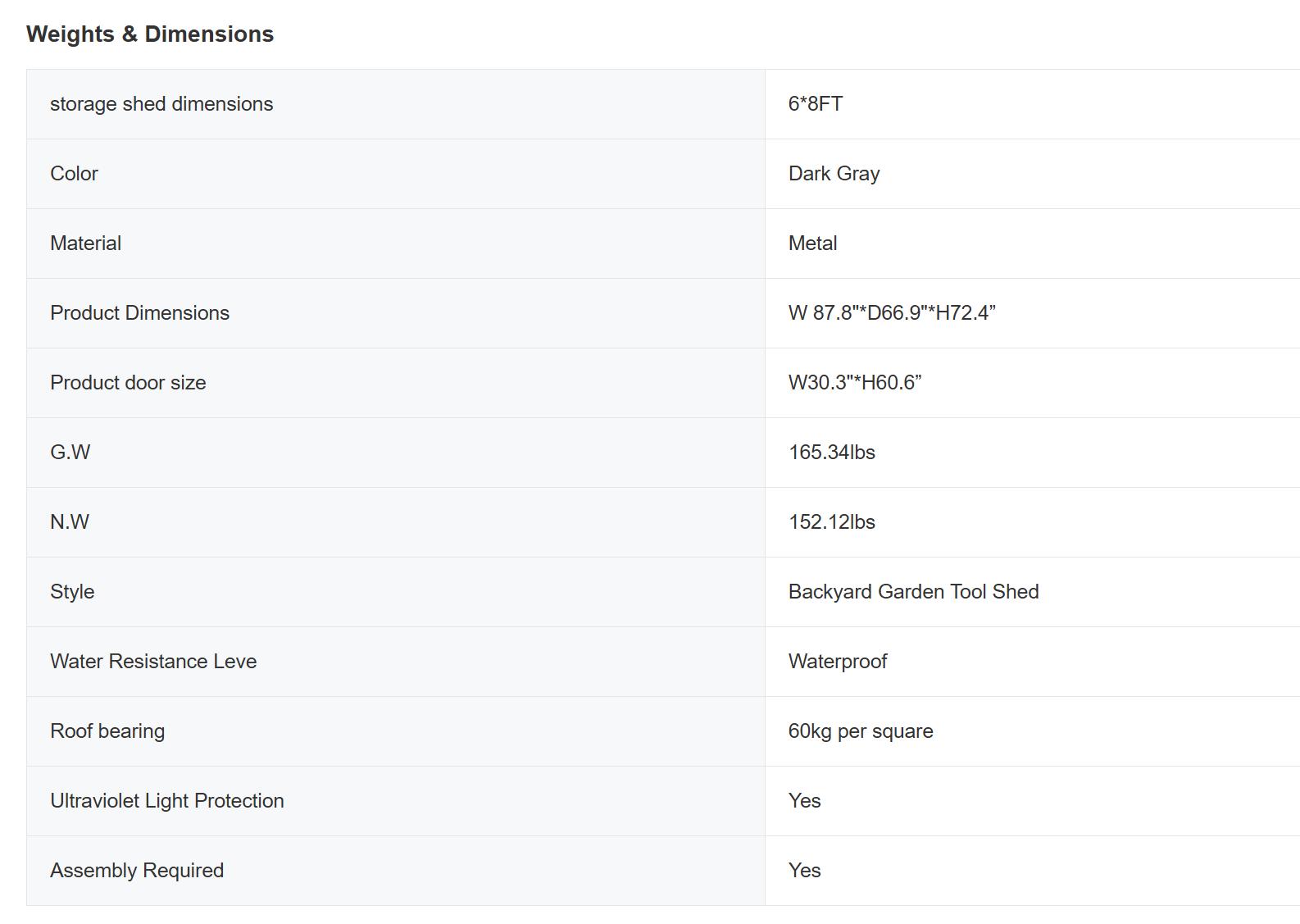 Campcraft 8x6 FT Outdoor Storage Shed, Metal Tool shed & Outdoor Storage with Lockable Doors & Air Vents, for Backyard Garden Patio, Dark Gray