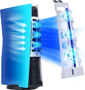 Upgraded PS5 Cooling Fan with LED Light and USB Port - Quiet Fan for PS5 Accessories - Suitable for Sony PS5 Digital/Disc Edition - White (NOT for PS5 Slim)