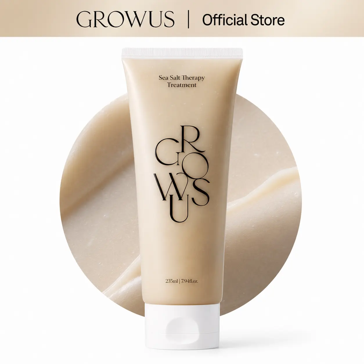 GROWUS Sea Salt Therapy Treatment (7.95 fl. oz / 235ml) | Volumizing & 24H Moisture Coating Ampoule Conditioner | Deep Hydration & Shine with Marine Minerals | For Refreshing, Glossy Hair