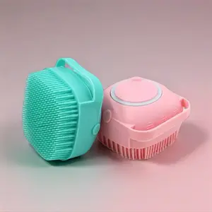 Pet Bath Brush with Shampoo Dispenser - Super Soft Massage Grooming Essential for Dogs and Cats, Ergonomic Grip, Waterproof Brush Head, Ideal for Stress-Free Bathing and Healthy Coat Care