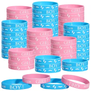 30-Piece Gender Reveal Silicone Sports Wristbands - Team Boy and Team Girl Wristbands for Gender Reveal Party Supplies, Party Accessories