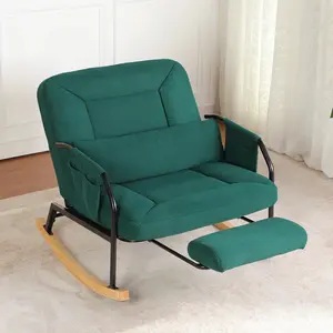 QAK 34.6" Rocking Chair with Footrest, Comfortable Headrest and Backrest, Side Pockets, Ideal for Relaxation