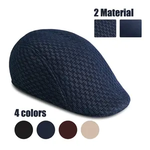 4 Pack Men Women Vintage Newsboy Cap Breathable Mesh Flat Ivy Gatsby Hat for Golf Hunting Driving Summer Adjustable