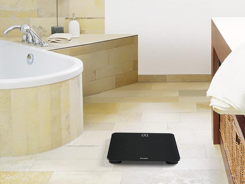 Scale for Body Weight, High Accuracy 0.1lb by Our Professional Factory Since 2001, Digital Weight Scale LED and Step On, 3*AAA Batteries Included, 400lb/182kg, Spray Silver Black