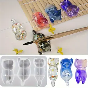 1pc Silicone Lying Cat Animal Pendant Mold Clay Molds Cute Cat Shape Keychain Moulds Silicone Material for DIY Pen Holder Desktop Decor Perfect Gift for DIY Lovers Keychain for Bags