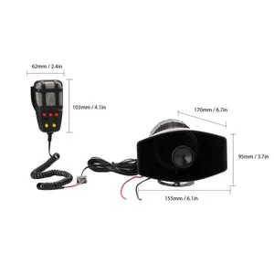 Plug & Play Car Plug Powered 12V Multi-Tone Vehicle Horn with Handheld Talkback Microphone, Universal Auto Audio Speaker Accessory