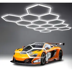 58Lights LED Hexagon Honeycomb Lights,14-Hex Honeycomb Lights 68800Lumens Hexagon DIY Super Bright  Detailing Ceiling 688W LED Shop Light for Warehouse Workshop Gym Basement