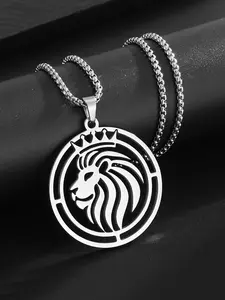 Lion Head Design Pendant Necklace, Stainless Steel Jewelry for Party, Daily Clothing Decor, Trendy All-match & Exquisite Jewelry for Birthday Gift