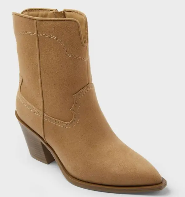 Women's Dallas Ankle Western Bootie with Memory Foam - Tan, Size 7.5 Shoe, Footwear with Western Vibes