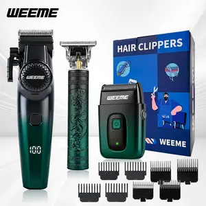 Weeme Men's Electric Hair Trimmer Set, 3pcs/2pcs Beard Trimmer Kit, USB Charging, T-Shape Blade, Razor, Nose Hair Trimmer, Holiday Gift, Hair Clipper Set, Cordless Clippers Set
