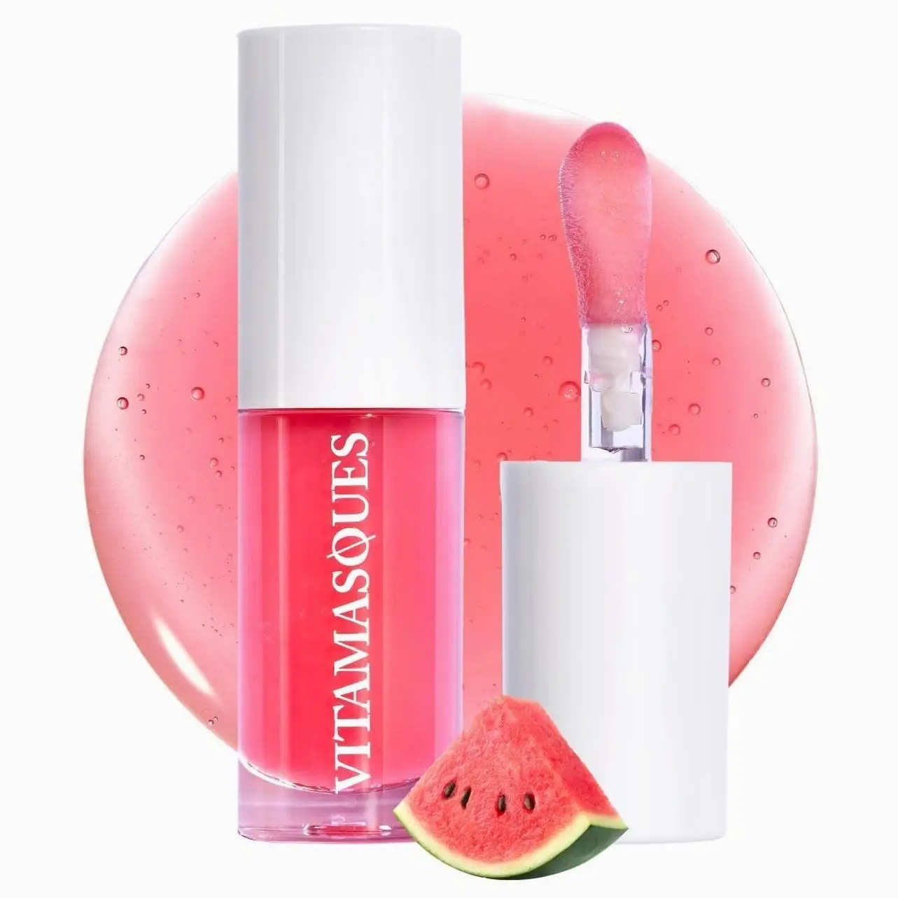 Vitamasques Korean Lip Oil Stain - Watermelon, Plump & Hydrate, Korean Lip Gloss, Lip Gloss plumper, Lip Oil For Women, Non-Sticky Lip Glow Oil Moisturizing - 0.17 Fl Oz