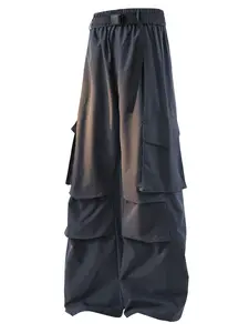 Multi-Pocket Workwear Paratrooper Pants, Loose Wide Leg Design, Drawstring Waistband, Outdoor Camping Daily Commute Casual Long Pants, Casual Outdoor Trouser