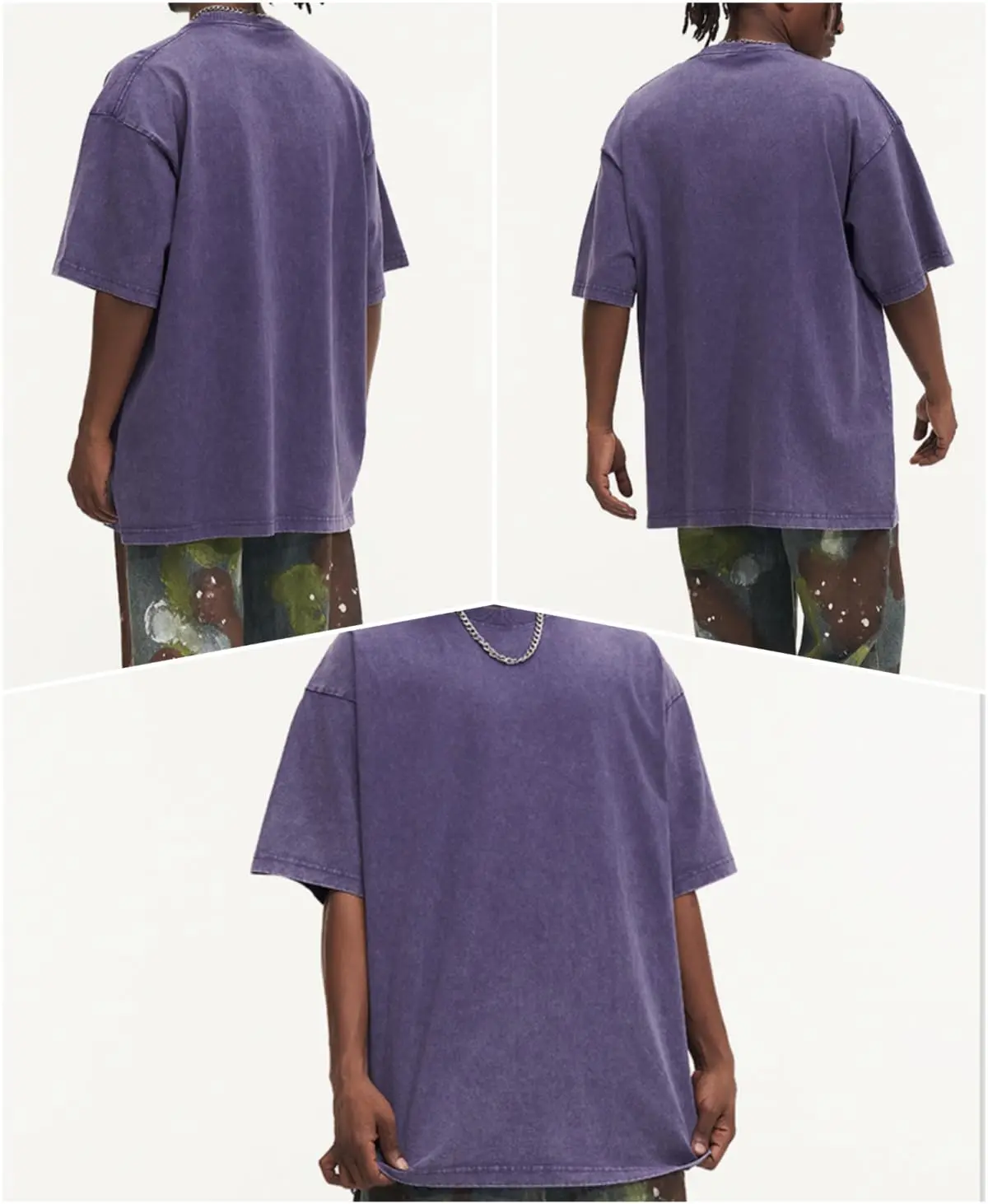 T-shirt da uomo oversize in cotone pesante girocollo vintage T-shirt da uomo oversize in cotone pesante girocollo vintage