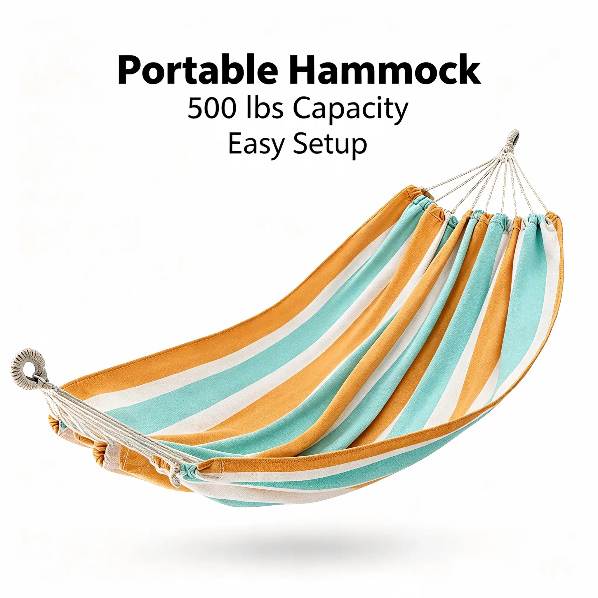 Portable Single-Person Canvas Hammock, 500 LBS Weight Capacity Foldable Outdoor Hammock with Carabiners for Camping, Backyard