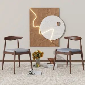Dining Chairs Set of 2, Mid Century Modern Fabric Kitchen & Dining Room Chairs, Upholstered Wood Dining Chairs with Ergonomic Backrest