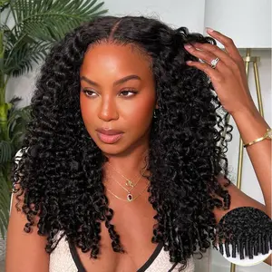 Full Burmese Curly Wigs Human Hair with Finger Coil Ends 13x6 HD Lace Frontal Human Hair Wigs with Elastic Drawstring Friendly To All Heads
