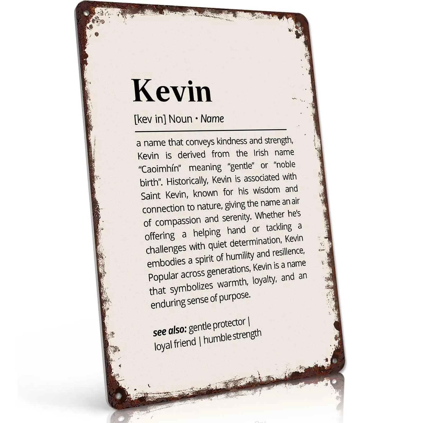 Kevin Name Definition Metal Tin Sign 8x12 Inch Vintage Wall Decor Retro Art Plaque for Home Bar Garage Man Cave Farmhouse Bedroom Decor Meaningful Gift for Kevin