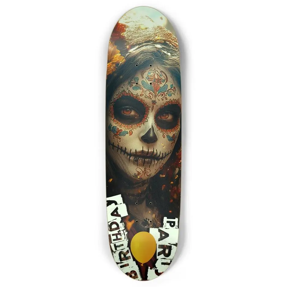 Kulture Skateboard Wall/Ride - 7-Ply 100% Canadian Maple Deck with High Resolution Graphic - Football Shape - 8.87 x 32 Inches - Concave Medium - Complete Set with Griptape, Trucks, Wheels, Bearings & Hardware - Wall Hangers Included