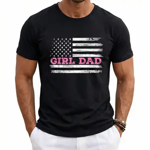 Summer t Shirts Girl Dad Father'S Day Dad Daughter, Dad of Girls Outnumbered T-Shirt Adult Men'S Loose Soft Fabric