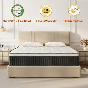 【10/12/14 Inch Twin Full Queen King , Hybrid Memory Foam mattresses in a Box | Pocket Spring +Zoned Support | Soft and Comfortable, Pressure Relief, Medium Firmness, CertiPUR-US Certified(colchones para cama | queen size mattress | full size mattress)