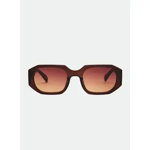 OTRA Vera Transparent Chocolate Sunglasses with Geometric Frame and Sunset Fade Lenses 100% UV Protection
