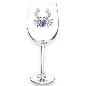 Blue Crab Jeweled Stemmed Wine Glass