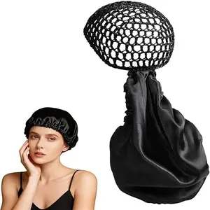 Double Layer Curved Brim Sleep Cap, Sleeping Bonnet, Adjustable Large Size Knitted Net Hat, 2-In-1 Roll-Up Hat, Single Item Pack
