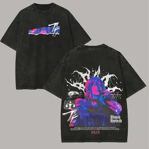 Chainsaw Man Reze Printed Unisex Oversized T-shirt- Washed 20