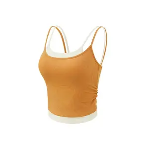 Fake Two-piece Fitness Yoga Bras Sexy Sling Beauty Back Fitness Push Up Sports Women Underwear Running Crop Top Yoga Clothes