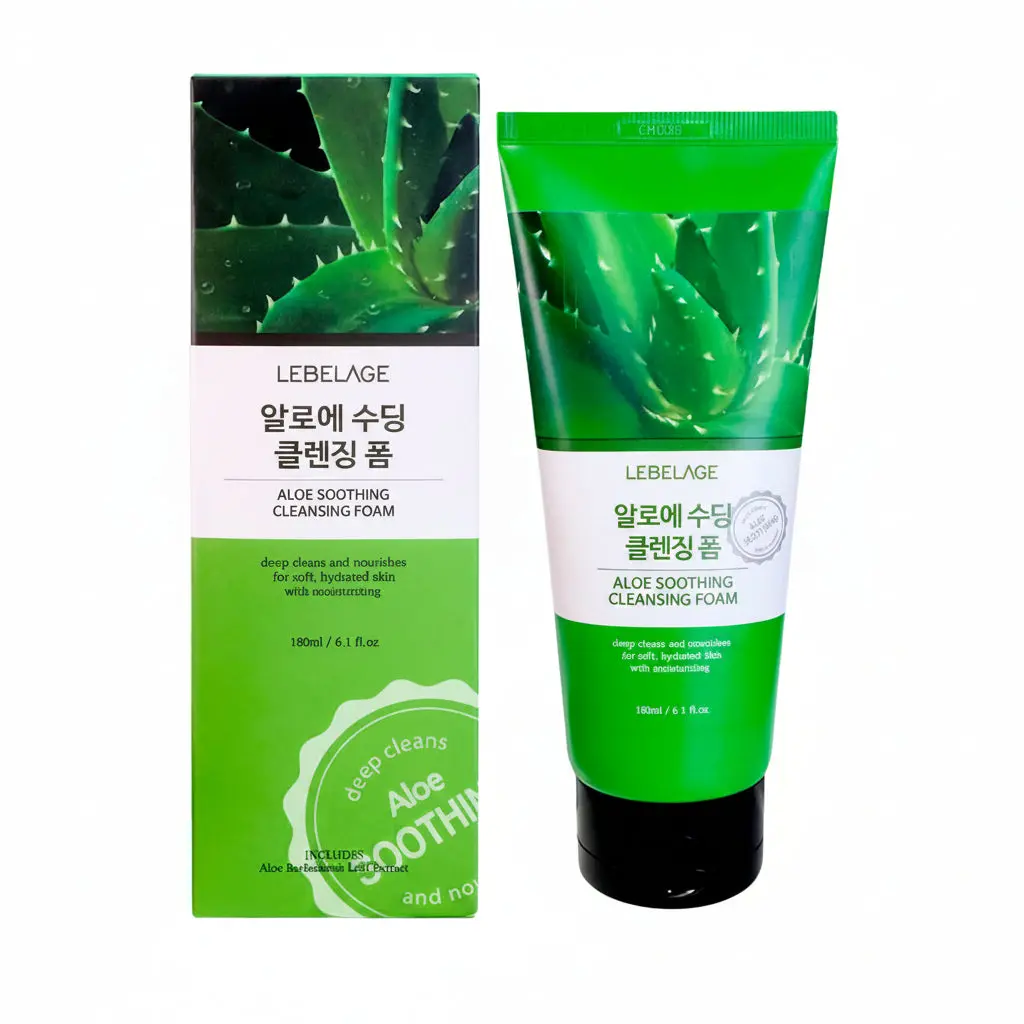 LEBELAGE Aloe Soothing Cleansing Foam 180ml - Moisturizing and Gentle Cleanser