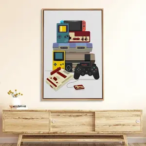 Retro Video Game Controllers Unframed Poster - Minimalist Evolution of Gaming Joystick Print - Modern Boys Room Decor - Evolution of Control Wall Art