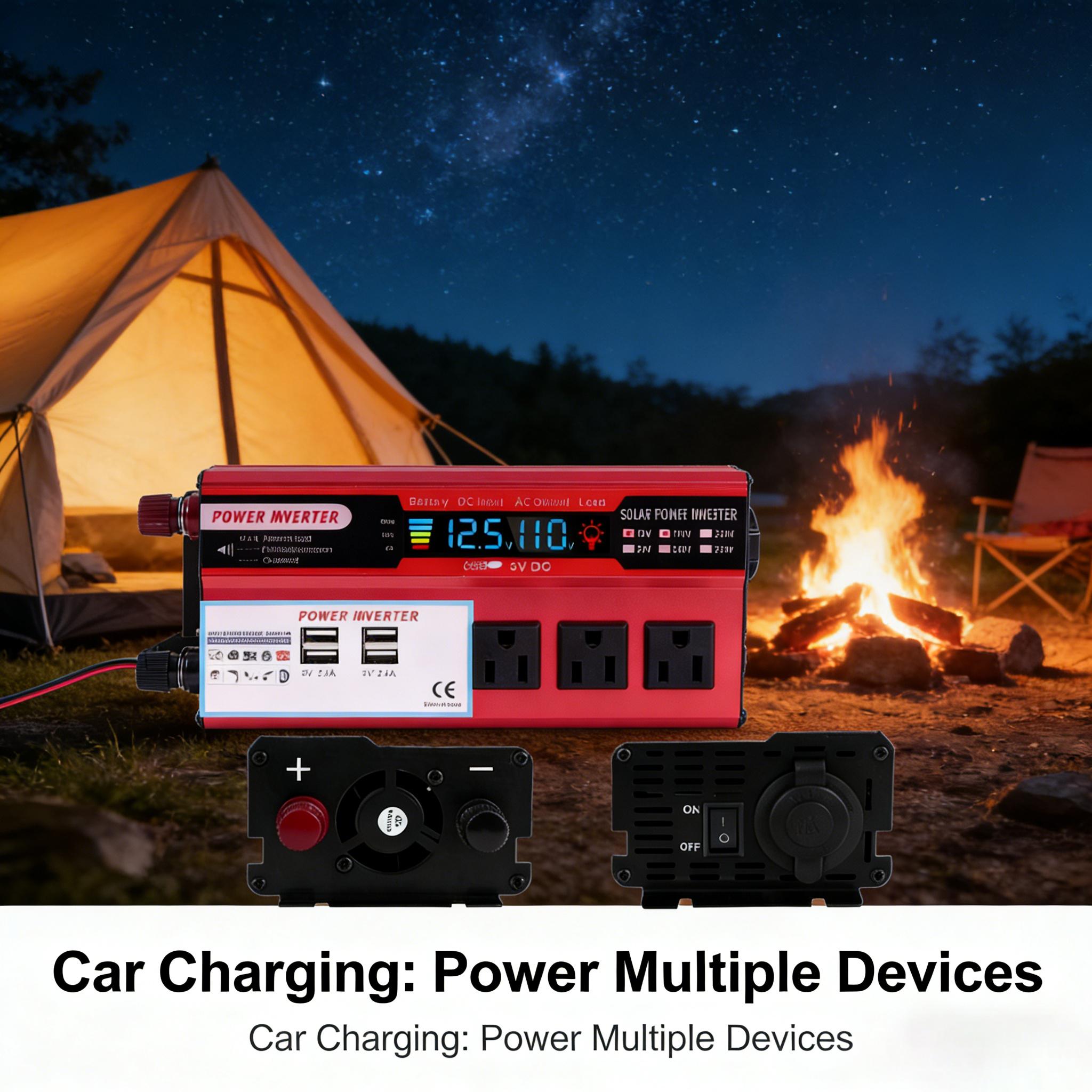 Pure Sine Wave Inverter 5000W 12V to 24V 4000W Peak Dual AC Sockets USB Hardwire Remote for Truck RV Off-Grid Solar Setup Stable DC to AC Power Converter for Vehicle Camping Solar Backup System