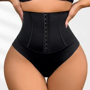 Women's High-Waisted Tummy Control Shapewear Panties - Hook-And-Eye Closure, Thong Design, Fit Lady, Everyday Shorts