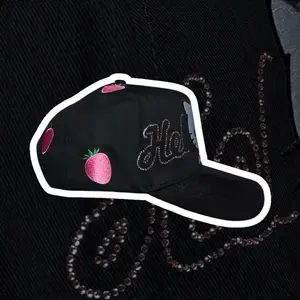 Bragado Brand Custom HK Strawberry Premium Suede Snapback Pink Silk Interior Adjustable Fit Hat with Embroidered Design