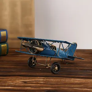 Vintage Iron Airplane Model for Home Decor, Creative Office Desktop Metal Craft, Perfect Holiday Gift for Enthusiasts and Collectors
