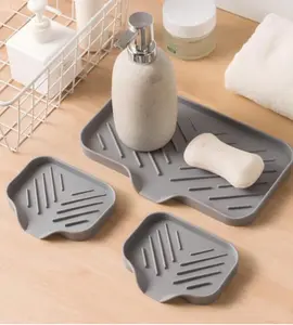 Self-Draining Silicone Soap Dish - Waterfall Soap Saver Tray For Shower & Bathroom - Flexible Non-Slip Soap Holder To Keep Soap Dry & Long-Lasting