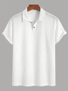 Men's Loose Solid Plain Short Sleeve Polo Shirt, Casual Button Front Collared Top for Summer, Fashion Men's Clothes for Daily Wear