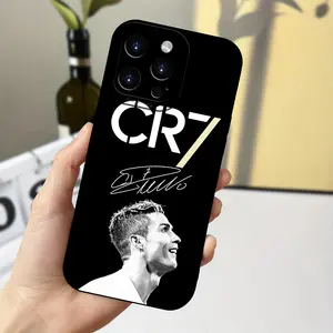 New Year Winter 1pc Football star Ronaldo for iPhone 16/15/14/13/12/11 Plus Pro Max - TPU Black, Provides Shockproof Protection, Is a Good Choice for Mobile Phone Decoration