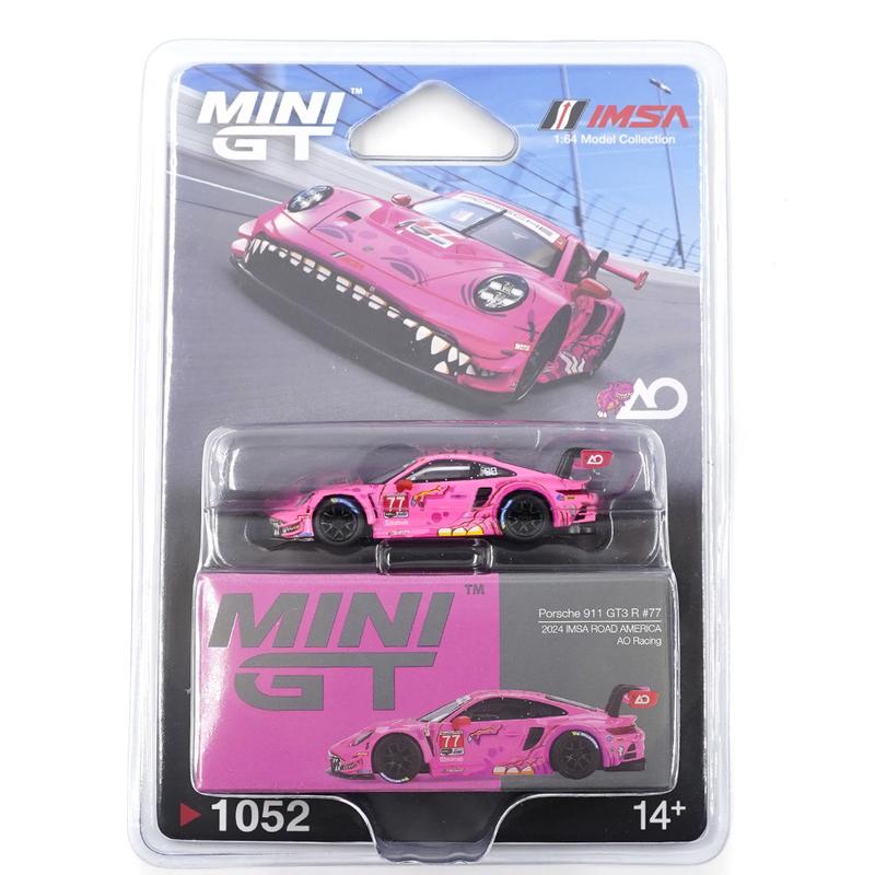 Mini GT 1:64 Porsche 911 GT3 R #77 AO Racing 2024 IMSA Road America (Pink) Limited Edition Blister Pack