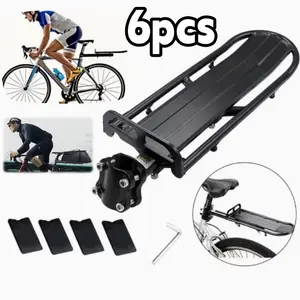 6pcs Aluminum Alloy Retractable Bike Cargo Rack | Adjustable Rear Luggage Carrier for Mountain,Heavy-Duty Rear Seat Post Rack , Quick Assembly, for Mountain car cleaning kit
