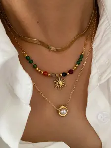 Artificial Pearl Decorated Sunflower Pendant Necklace, Fashion Jewelry for Party, Daily Clothing Decor, Trendy All-match & Exquisite Jewelry for Birthday Gift, Colorful Beaded Necklace, Necklace for Daughter