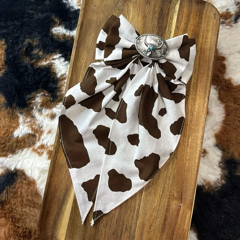 Women's Bow Hairpin - Handmade Vintage Western Cowboy Hair Clip with Stylish Brown Animal Print, Ideal for Casual Outfits, Wardrobe, Animals, Hair Style Accessory, Cute Hair Accessories