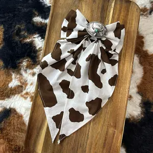 Western Brown Cow Print Bow - Handmade Hair Accessory with Unique Charm and Stylish Design for Western Aesthetic