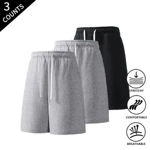 3-Pack Men’s Comfortable Casual Sweat Shorts – Elastic Drawstring, Loose Fit, Breathable & Soft; Athletic Lounge Shorts for Summer, Gym, and Running