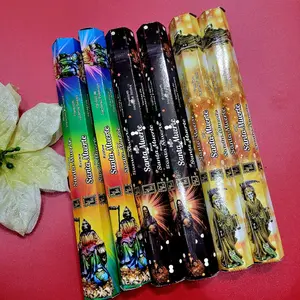 Santa Muerte Incense sticks Assorted Rainbow color, black and gold 120 sticks total 6 tubes each kind Scented Fragrance Freshener Pack