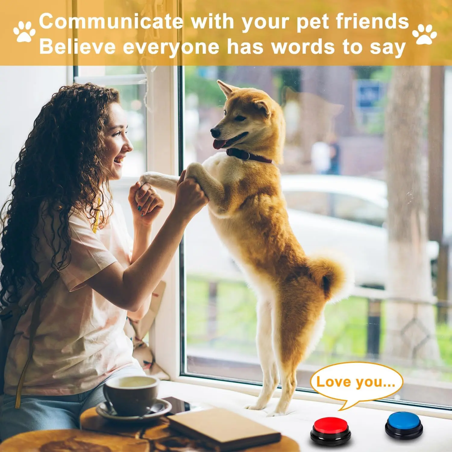 4-Color Dog Talking Buttons | 30-Second Voice Recording Pet Training Buzzers | Fun for Games, Trivia & Pet Communication! MOLIK